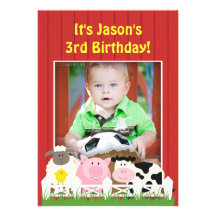 Birthday Photo Farm Flat Invitation