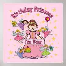 Birthday Princess I'm Four T-shirts and Gifts Posters