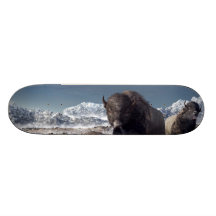 Bison Herd in Winter Skateboard Deck