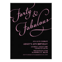 Black 40 and Fabulous Invitations