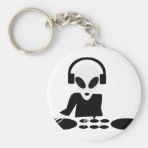 black alien turn tables dj icon key chains