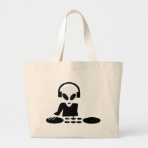 black alien turn tables dj icon tote bag
