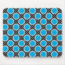 Black and Aqua Polka Dots Mouse Mats