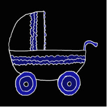 Black and Blue Baby Stroller. Acrylic Cut Outs