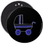 Black and Blue Baby Stroller. Button