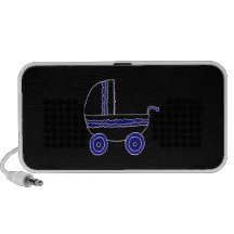 Black and Blue Baby Stroller. iPod Speakers