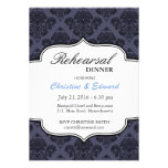Black and Blue Damask Wedding Rehearsal Dinner invitations