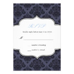 Black and Blue Damask Wedding Response Card invitations