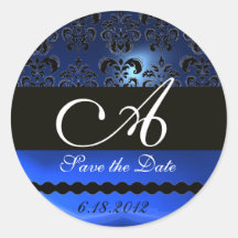 BLACK AND BLUE SAPPHIRE DAMASK MONOGRAM, STICKER