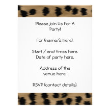 Black and Brown Cheetah Print Pattern. Custom Invites