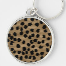 Black and Brown Cheetah Print Pattern. Keychain