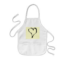 Black and Cream Love Heart Design. Aprons
