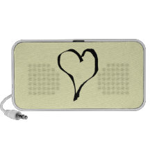 Black and Cream Love Heart Design. Laptop Speaker