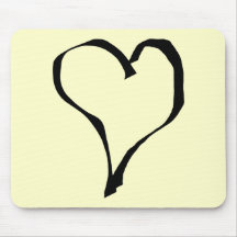 Black and Cream Love Heart Design. Mousepads