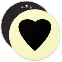 Black and Cream Love Heart Design. Pinback Buttons
