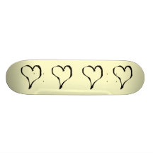 Black and Cream Love Heart Design. Skate Board Deck