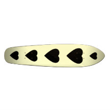Black and Cream Love Heart Design. Skate Board Deck