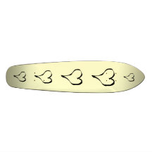 Black and Cream Love Heart Design. Skate Board Deck