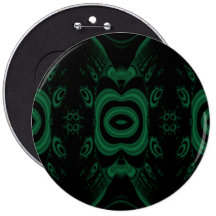 Black and Emerald Green Flower Design. Pinback Button