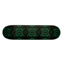 Black and Emerald Green Flower Design. Skate Board Deck