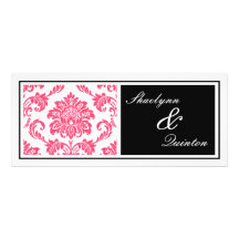 Black and Fuchsia Damask Wedding Invitation