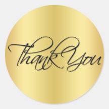 Black and Gold 1.5" Diameter Thank You Sticker