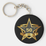 Black and Gold 50th Birthday Star Keychain