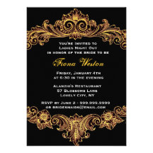 Black and Gold Baroque Ladies Night Out Invitation