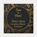 Black and Gold Damask - Save the Date Magnet