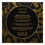 Black and Gold Damask Wedding Invitation -Square 2