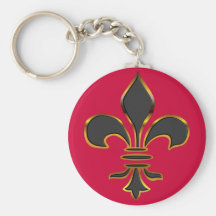 Black and gold Fleur-de-lis...KeyChain