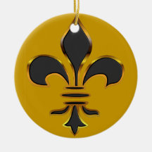 Black and Gold Fleur de lis  Ornament