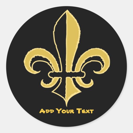 Black and Gold Fleur de lis Round Sticker