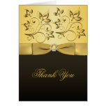 Black and Gold Floral Jewelled Thank You Card