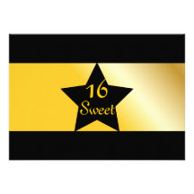 Black And Gold Sweet Sixteen Invitation-Customise
