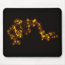 Black and Gold Swirling Musical Notes Mousepad
