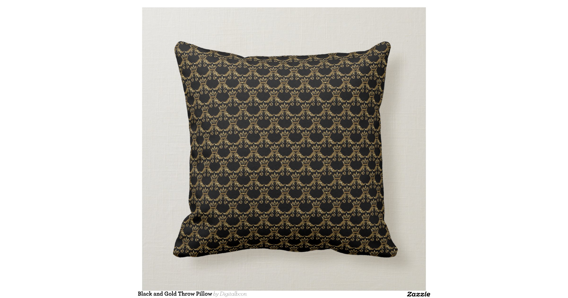 Black and Gold Throw Pillow Cushions Zazzle