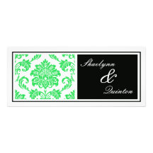 Black and Green Damask Wedding Invitation