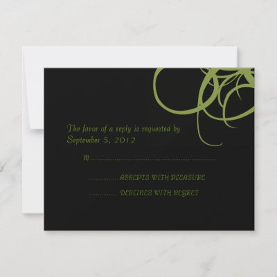 Black and Green Retro Wedding RSVP Personalised Announcement by TheBrideShop