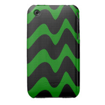 Black and Green Wavy Lines Case-Mate iPhone 3 Case