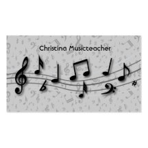 Black and grey Musical Notes Business Cards