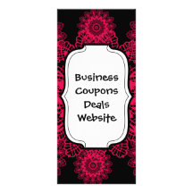 Black and Hot Pink Fuchsia Lace Snowflake Mandala Rack Cards