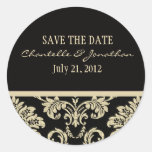 Black and Ivory Damask Wedding Sticker