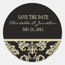 Black and Ivory Damask Wedding Sticker