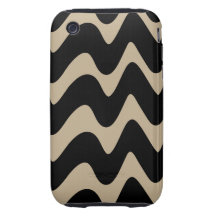Black and Khaki Wavy Lines Tough iPhone 3 Cases