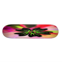 Black and Lime Green Flower on Multi-Colour Back Skateboard Decks