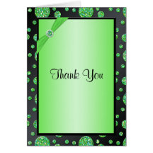 Black and Lime Polka Dot Thank You Card