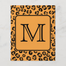 Black and Orange Leopard Print. Custom Monogram. Custom Flyer