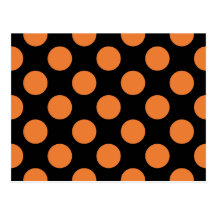 Black and Orange Polka Dots Post Card