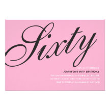 Black and Pink 60th Birthday Invitations